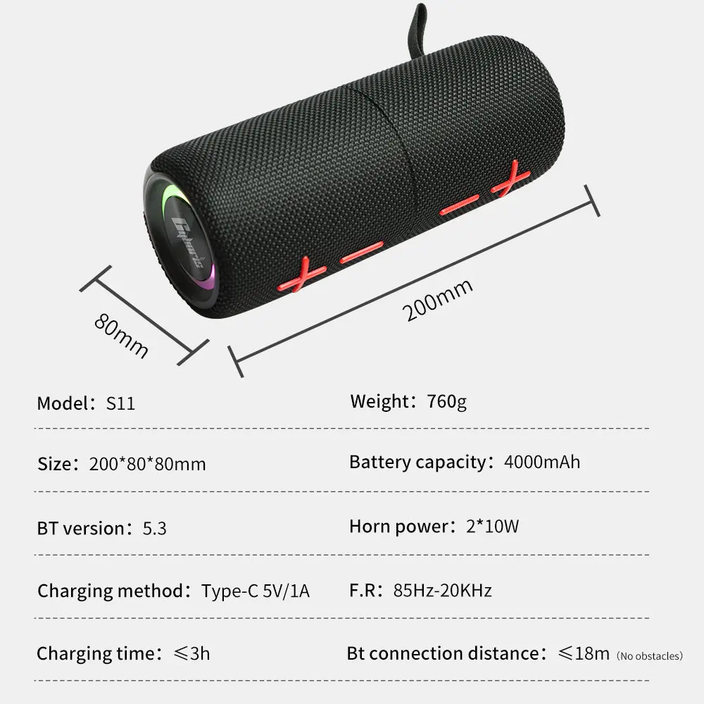 Portable 2-in-1 Bluetooth Speaker with Subwoofer, Travel Ready