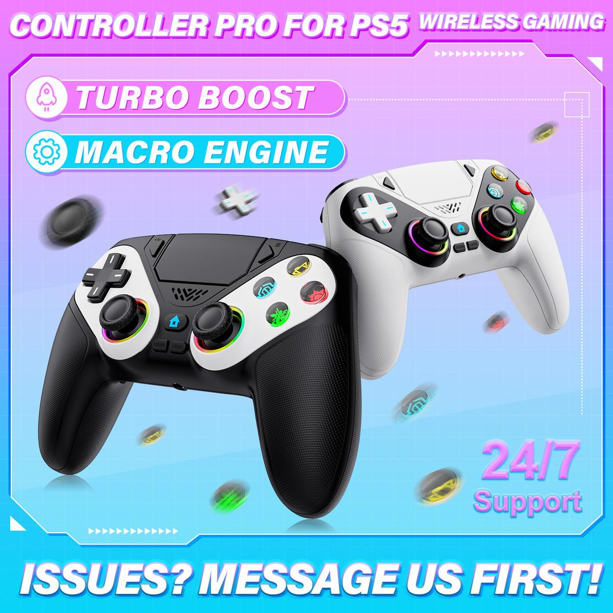 Wireless Pro Controller for PS5 – Anti-Drift, RGB LED, Dual Vibration, Motion Control, Programmable Buttons, 1000mAh Fast Charge  If you want a shorter, punchier version for TikTok or mo