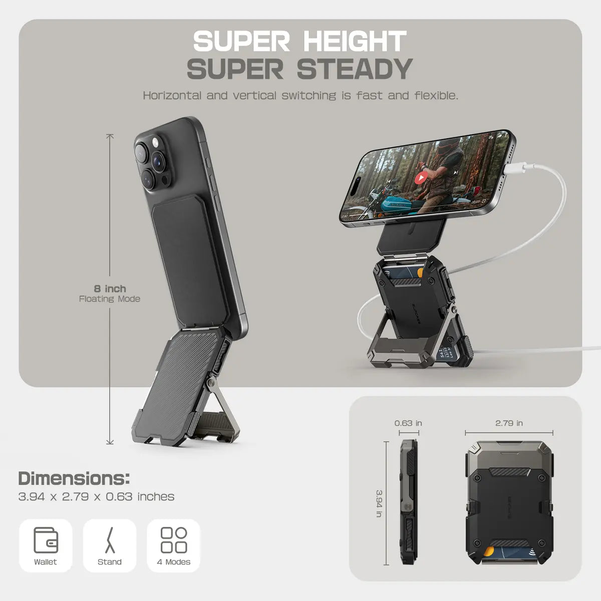 Magnetic Wallet with Stand, RFID & Card Holder for iPhone