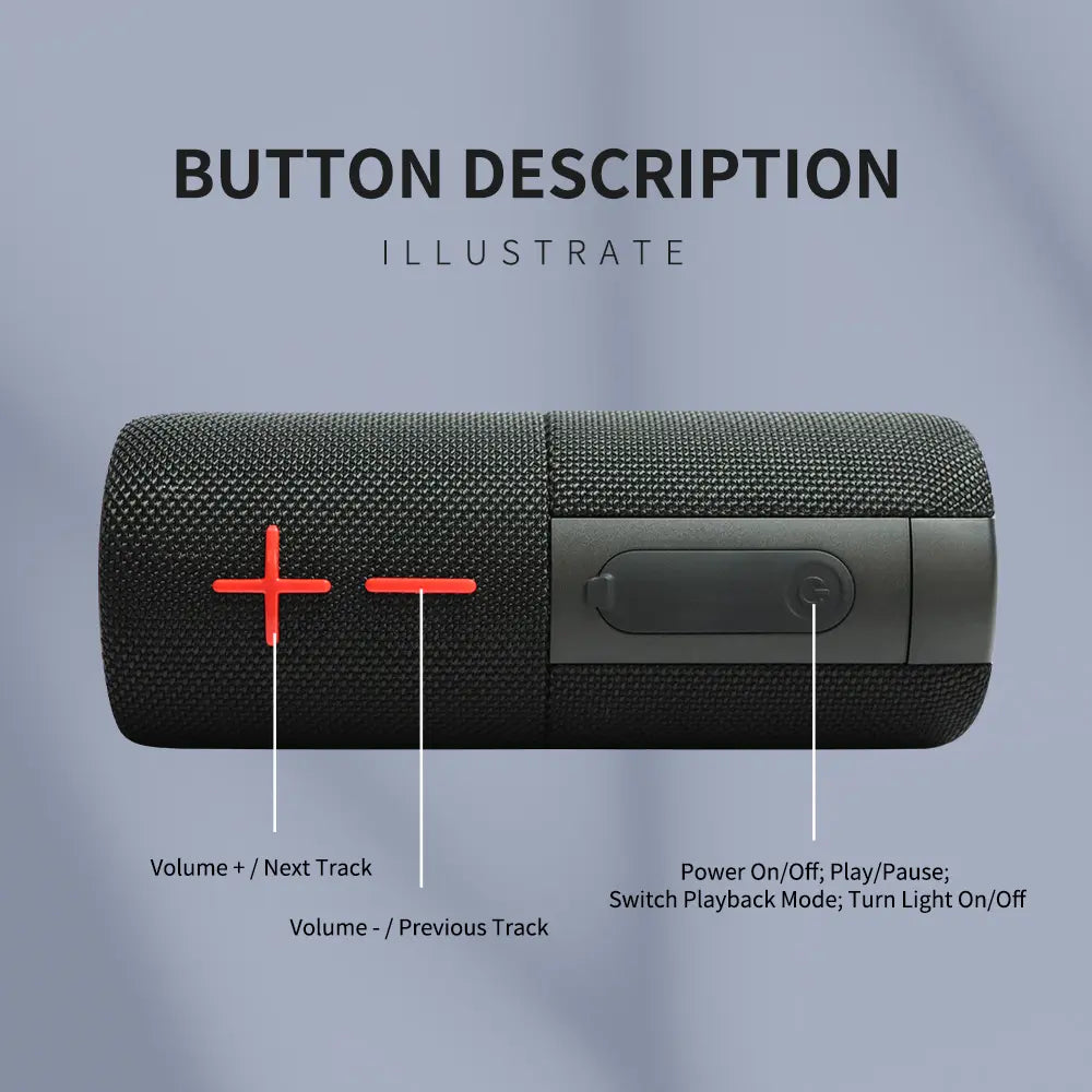 Portable 2-in-1 Bluetooth Speaker with Subwoofer, Travel Ready