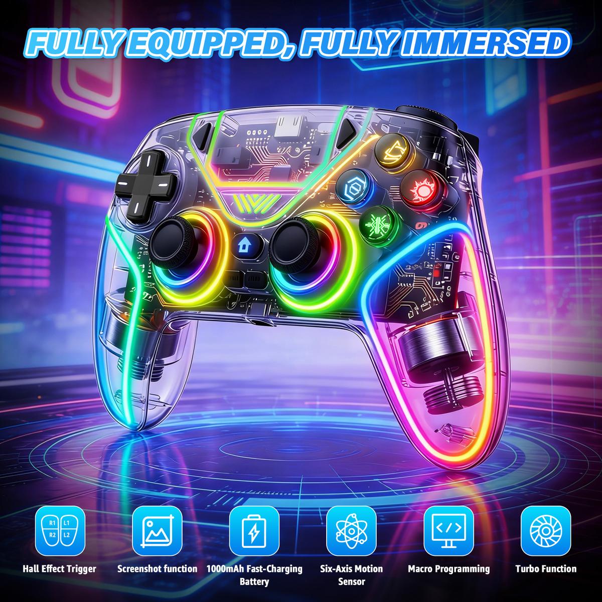 Wireless Pro Controller for PS5 – Anti-Drift, RGB LED, Dual Vibration, Motion Control, Programmable Buttons, 1000mAh Fast Charge  If you want a shorter, punchier version for TikTok or mo