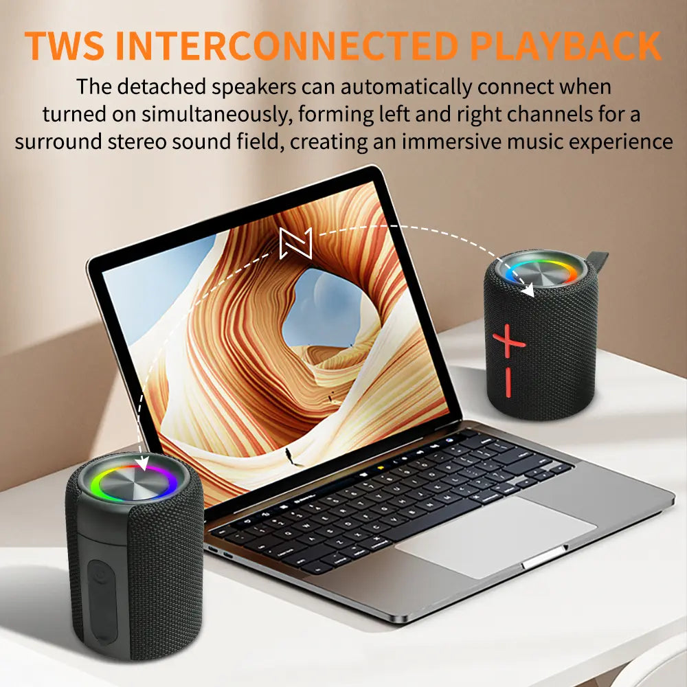 Portable 2-in-1 Bluetooth Speaker with Subwoofer, Travel Ready