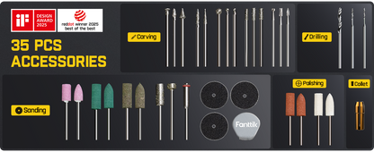 Mini Cordless Rotary Tool Kit, 5-Speed 25,000 RPM, 35 Accessories for Engraving, Sanding & DIY Crafts