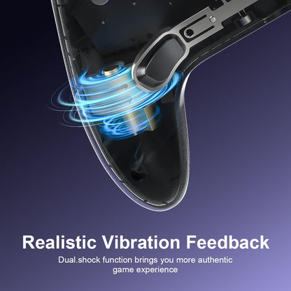Wireless Game Controller for PS5, PC, Mac, iOS, Android & Steam Deck - 7-Color RGB Lighting, Dual Vibration, Turbo, Programmable, 6-Axis Gyro, Headset Jack, 1500mAh Battery