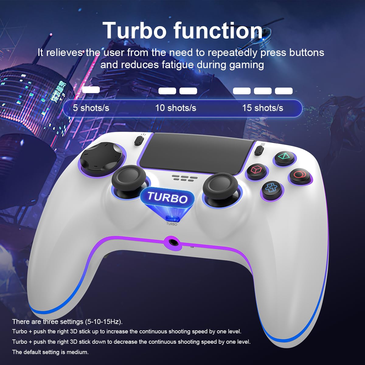 Wireless Game Controller for PS5, PC, Mac, iOS, Android & Steam Deck - 7-Color RGB Lighting, Dual Vibration, Turbo, Programmable, 6-Axis Gyro, Headset Jack, 1500mAh Battery