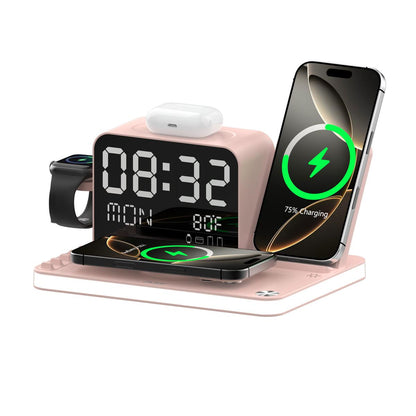 7-in-1 Fast Wireless Charging Station with Clock & Night Light