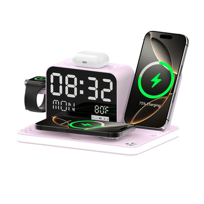 7-in-1 Fast Wireless Charging Station with Clock & Night Light